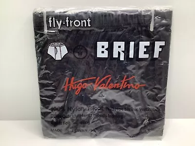 Vintage Hugo Valentino Black Medium Nylon Tricot Sheer See-Through Sexy Briefs • $34.99