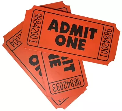 3D Movie Theater Wall Decor  Admit One  3 Tickets Red Metal Ticket Sign Media • $24