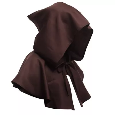 Men Women Medieval Cowl Hat Renaissance Monk Halloween Cosplay Hooded Cape 75 • $22.58