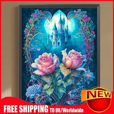 5D DIY Full Round Drill Diamond Painting Rose And Castle Kit Home Decor • £7.68