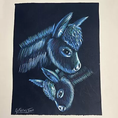 🔥 1960’s Vintage Donkey Chalk Drawing Signed CL Palestino Mexican Folk Artist • $49.95