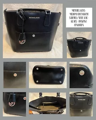 MICHAEL KORS-Medium Greenwich Satchel/Tote Bag-Black-AMAZING CONDITION • $28