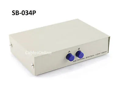 Compact 2-Way RJ45 Ethernet Network Push Button Metal Mini Switch Box SB-034P • $15.95