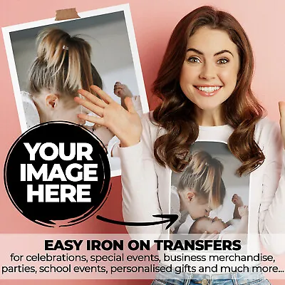 Personalised Iron On T-Shirt Transfer - Your Image Printed For Mothers Day • £2.90