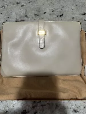 Vtg Salvatore Ferragamo Small Beige Clutch Shoulder Bag/Crossbody Leather W/ Box • $239.99