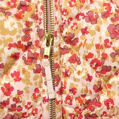 J. Crew Size Small Quilted Floral Vest NWT Pink Red Sleeveless Zip Up • $19.49