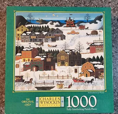 Milton Bradley Charles Wysocki HICKORYHAVEN IN WINTER 1000 Piece Puzzle COMPLETE • $11.95