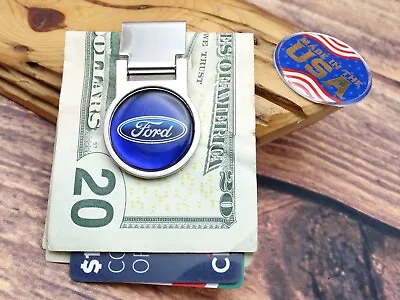 RARE VINTAGE BLUE FORD CAR ADJUSTABLE LOCKING MONEY CLIP WALLET Automotive • $19.99