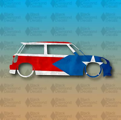 Mini Cooper Puerto Rico Flag Cooper S R53 R56 7  JCW REVERSE Vinyl Decal Sticker • $4.99