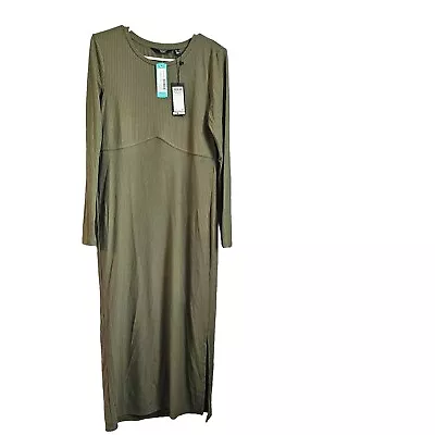 NWT Vero Moda Ginnia Long Sleeved Maternity Midi Jersey Dress - Olive - Large • $29.99