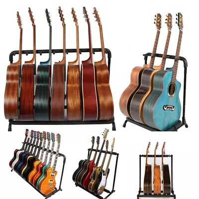 3/5/7/9 Square Round Tube Multiple Guitar Bass Stand Holder Stage Folding Rack • $24.99