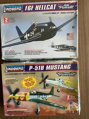 Lindberg 2 Pack 1/72 F6F Hellcat + P-51B Mustang Military Aircraft Model Kits • £12.99