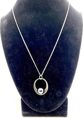 Misaki 925 Faux Pearl Pendant Necklace 18” • $22.99