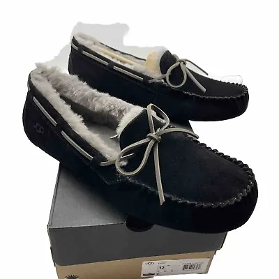 12 UGG Men's Olsen Slippers Black Suede House Shoe Slip On Moccasins 1003390 • $49.88