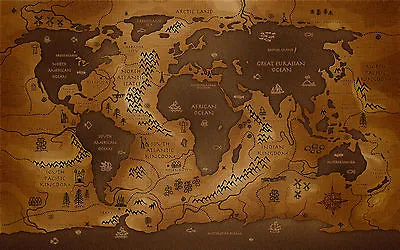 New World Map Retro Vintage Modern A1 Full Canvas Print • $18.30