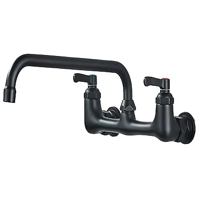 Wall Mount 8 Inch Center Kitchen Sink Faucet With 12 Inch Swivel Spout 2 Handles • $49