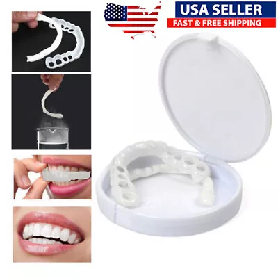 Snap On Upper＆Bottom Set False Teeth Dental Veneers Denture Tooth Cover US • $7.89