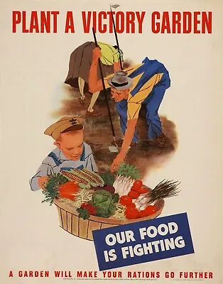 PLANT A VICTORY GARDEN World War 2 Giclee Fine Art Poster Reproduction 24x30 • $59.95