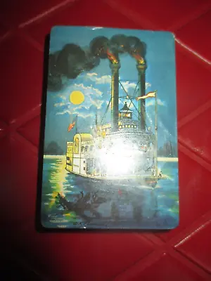 NIP Vintage STEAMBOAT On RIVER At NIGHT Playing CARDS - 1970's • $11.99