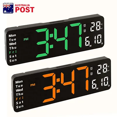 Large Digital Big Jumbo LED Wall Desk Clock Display With Calendar Temperature AU • $33.99