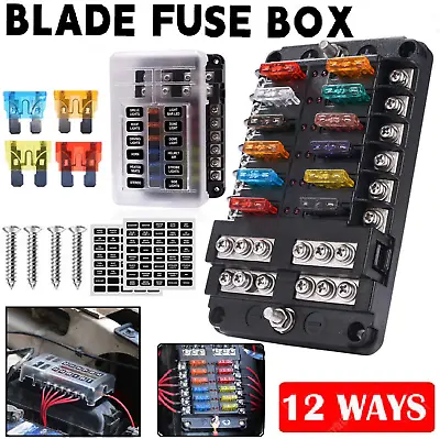 12 Way Blade Fuse Box Block 12V 24V Holder LED Indicator Car Auto Boat Marine AU • $33.99