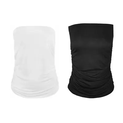£5.40 • Buy Womens Plain Strapless Sleeveless Ruched Boob Tube Ladies Bandeau Top Size 8-26