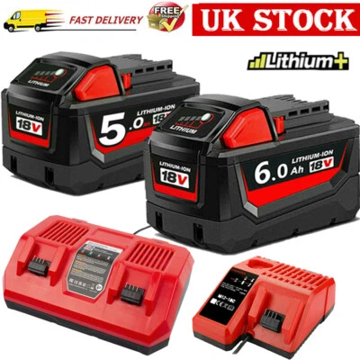 Battery /Charger For Milwaukee M18 Li-Ion XC 6.0Ah Extended Capacity 48-11-1860 • £28.92