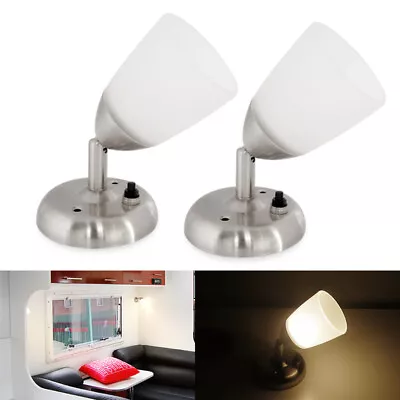 2*LED12V Frosted Glass Swivel Wall Reading Light Interior RV Motorhome Book Lamp • $30.90