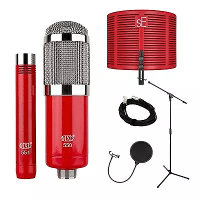 MXL 550-551R Microphone Recording Kit With Red RF-X Pop Filter Stand Cable • $229.95