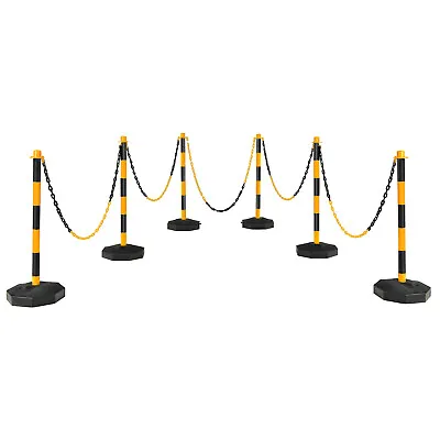 6 Pack Traffic Delineator Poles PP Safety Caution Barrier Portable Stanchions • £54.95