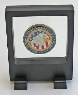 3 Pcs Small Display Case Stand Floating Challenge Coin Medal Holder Black • $9.95