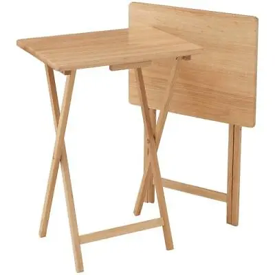 $49.95 • Buy 2 X Folding Bamboo Bedside Table Foldable Cafe Table Work Serving Reading Desk