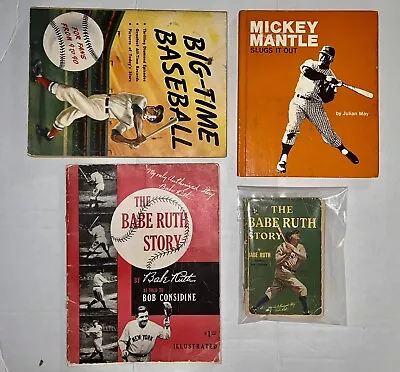 The Babe Ruth Story Mickey Mantle Slugs It Out Big Time Baseball Book Lot - L@@K • $17.95