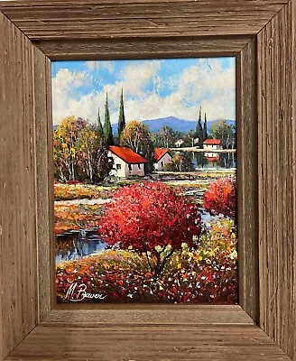 Mark Braver  Crimson Tree  Hand Signed Original Oil Custom Framed Art • $349.99