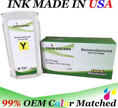 $39.99 • Buy 130ml Refurbished Yellow B3P21A HP727 Ink Tank For T2500 Printer 