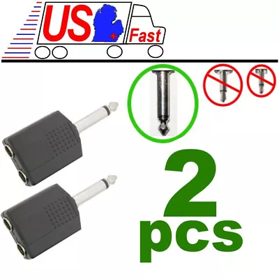 New Lot2x Mono 6.35mm 1/4  Splitter 1 Male Plug To 2 Female Jack Audio Y Adapter • $6.90