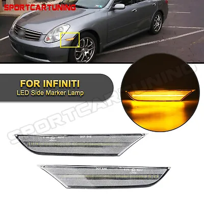 For 03-06 Infiniti G35 4DR Sedan Amber LED Bumper Side Marker Lights Clear Lens • $35.99