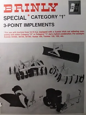 $66.23 • Buy Brinly Cat  1  3-point Hitch Implements 14-16 H.p Tractor Sales Brochure Manual