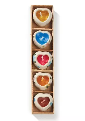 Set Of 5 Mini Ceramic Candles In Wooden Tray - Fairtrade • £5.99