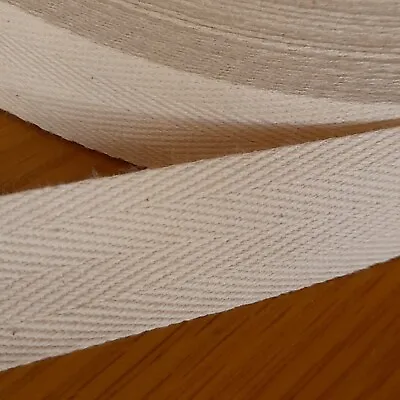 100% Natural Cotton Webbing Herringbone Sew On Tape Apron Bag Straps Bunting • £3.10
