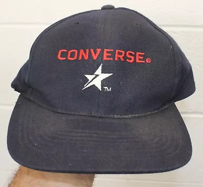 Vintage Converse Snapback Hat AJD Cap Wool Blend DARK Navy Blue Well Worn • $21.94