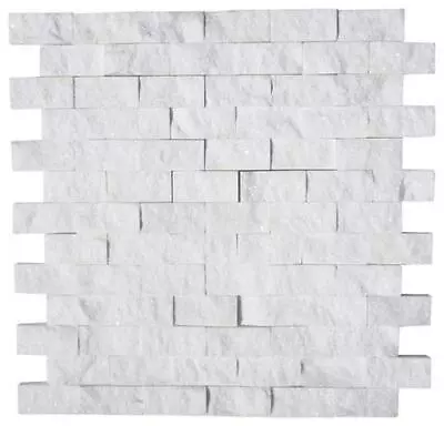 1 X 2 Thassos White Marble Split Faced Mosaic Tile • $32.99