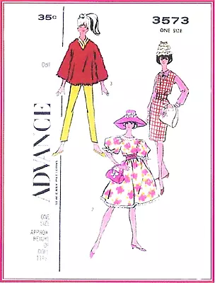 Vintage 1960s Barbie Clothes Pattern Reproduction Advance 3573 Uncut • $7.95