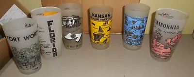 Vintage Frosted State Souvenir Juice Glasses Lot Of 6 • $20