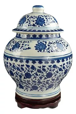 Classic Blue And White Porcelain Covered Jar Vase China Ming Style Jingdezh... • $89.78