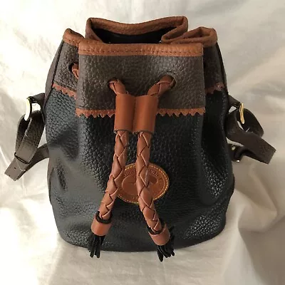 USED Vintage Dooney & Bourke Leather Drawstring Bucket Bag Hobo Shoulder • $39.95