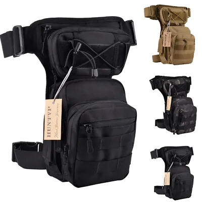 Tactical Molle Drop Leg Bag Men's Waist Bags Outdoor Cycling Camping Hiking Bag • £15.99