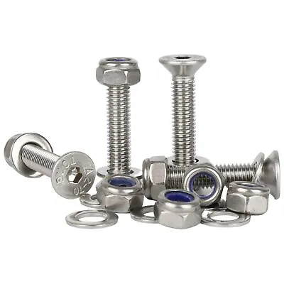 M5 M6 M8 M10 Socket Countersunk Screws Nyloc Nuts & Washers Kit Stainless Steel • £6.79