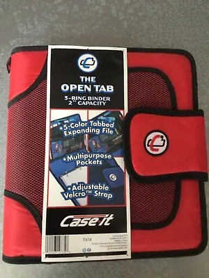 Case-it Open Tab 2-Inch 3 Ring Binder With Tabbed Expanding File Pockets Red NWT • $19.99