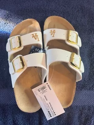 LA Dodgers FOCO Women's Slides With Cork Bed White/Gold Size M (7-8) NWT • $25